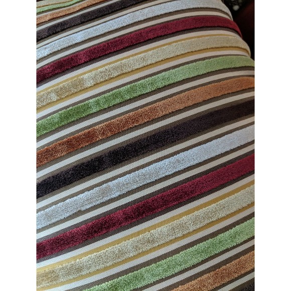 Pier 1 pillow striped velour 12 x 17 inches red green orange beige Like New - Picture 5 of 6